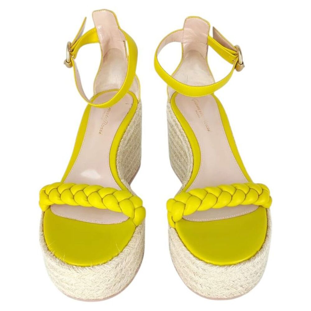 Gianvito Rossi Yellow Merida 90 Wedge Sandals